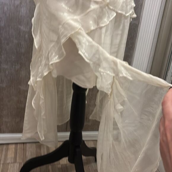 IRO viscose/silk Elegant Cream Ruffled midi Skirt, S - Picture 6 of 8